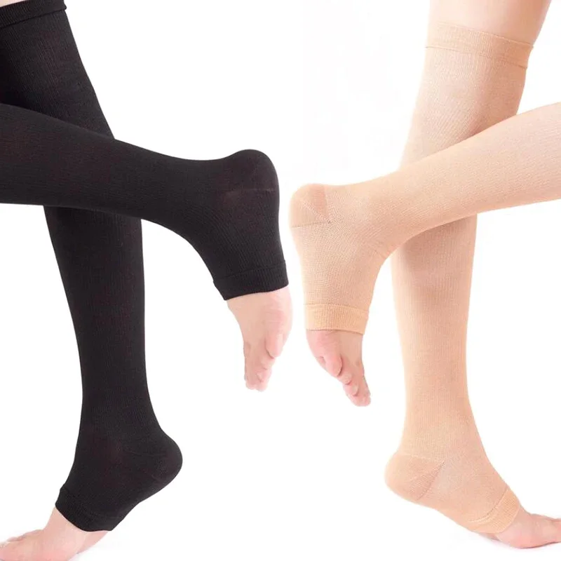Compression Sleeve Calf - ถุงเท้ารัดกล้ามเนื้อแบบยาวถึงเข่า 1 คู่ สำหรับรองรับน่องและช่วยในการไหลเวียนโลหิต สำหรับผู้มีอาการเส้นเลือดขอด อุปกรณ์รัดกล้ามเนื้อทางการแพทย์